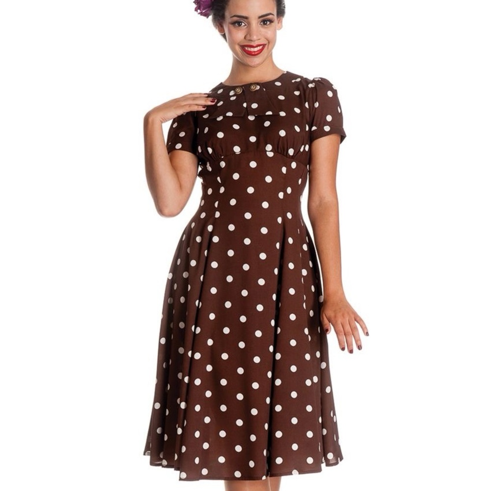 Hell Bunny brown and white retro dress!